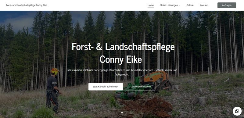 Startseite der Website von Forst- & Landschaftspflege Conny Eike