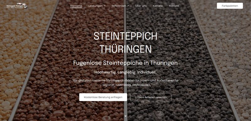 Startseite der Website von Steinteppich Thüringen